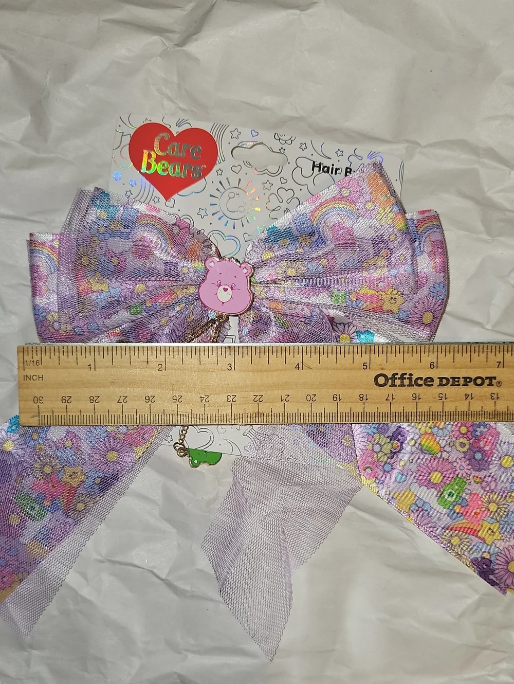 Care Bears Purple Floral Rainbow Kids Hair Bow with Charms New